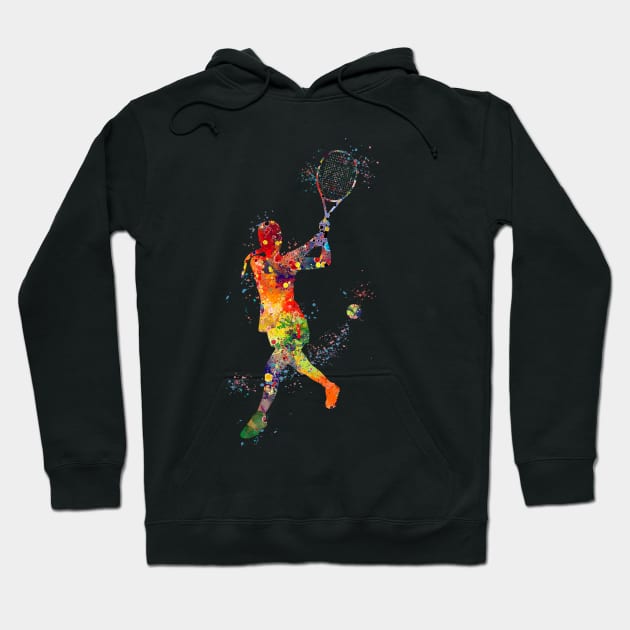 Girl Tennis Player Backhand Shot Watercolor Hoodie by LotusGifts